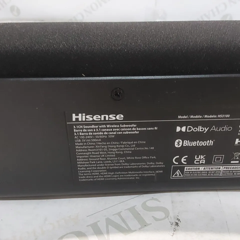 HISENSE HS3100 3.1CH SOUNDBAR WITH WIRELESS SUBWOOFER