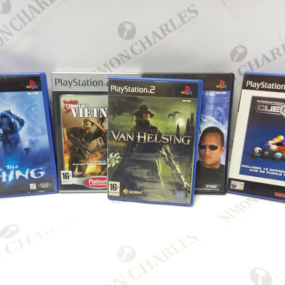 APPROXIMATELY 15 ASSORTED PLAYSTATION 2 GAMES TO INCLUDE VAN HELSING, INTERNATIONAL CUE CLUB, SMACKDOWN JUST BRING IT, ETC