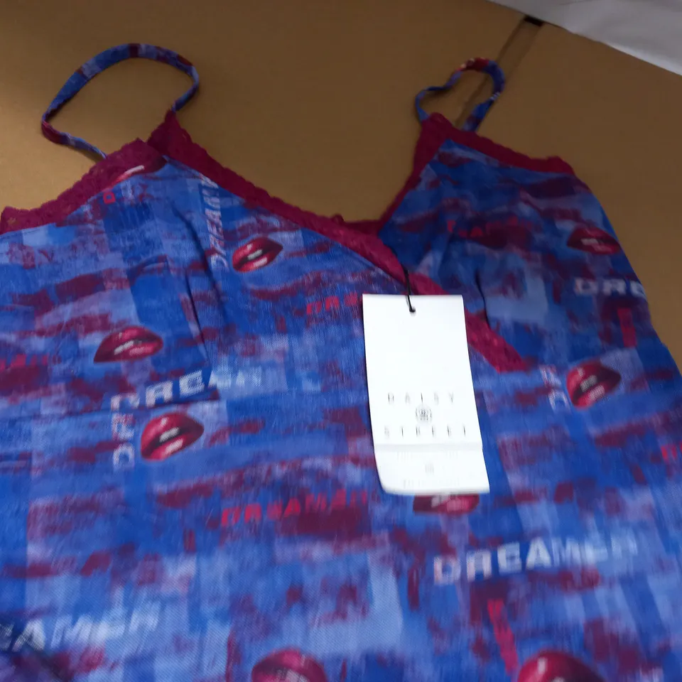 DAISY STREET 90S CAMI MINI DRESS IN RETRO PRINT - UK 14
