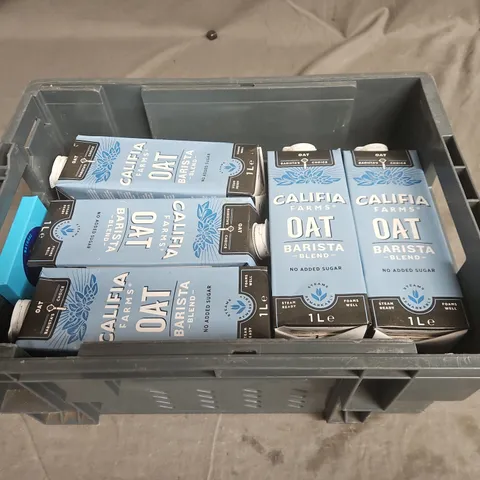 TOTE OF APPROXIMATELY 11 ASSORTED FOOD AND DRINK ITEMS TO INCLUDE CALIFIA FSRMS OAT MILK 