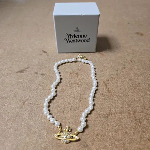 BOXED VIVIENNE WESTWOOD PEARL NECKLACE WITH ORBITAL PENDANT