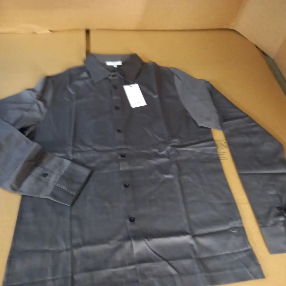 ARNE MERCERISED BUTTON THROUGH SHIRT - M