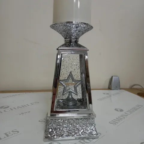 BOXED JM BY JULIEN MACDONALD CANDLE HOLDER WITH SWIRLING GLITTER