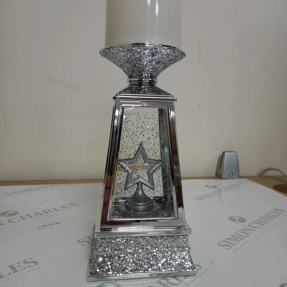 BOXED JM BY JULIEN MACDONALD CANDLE HOLDER WITH SWIRLING GLITTER