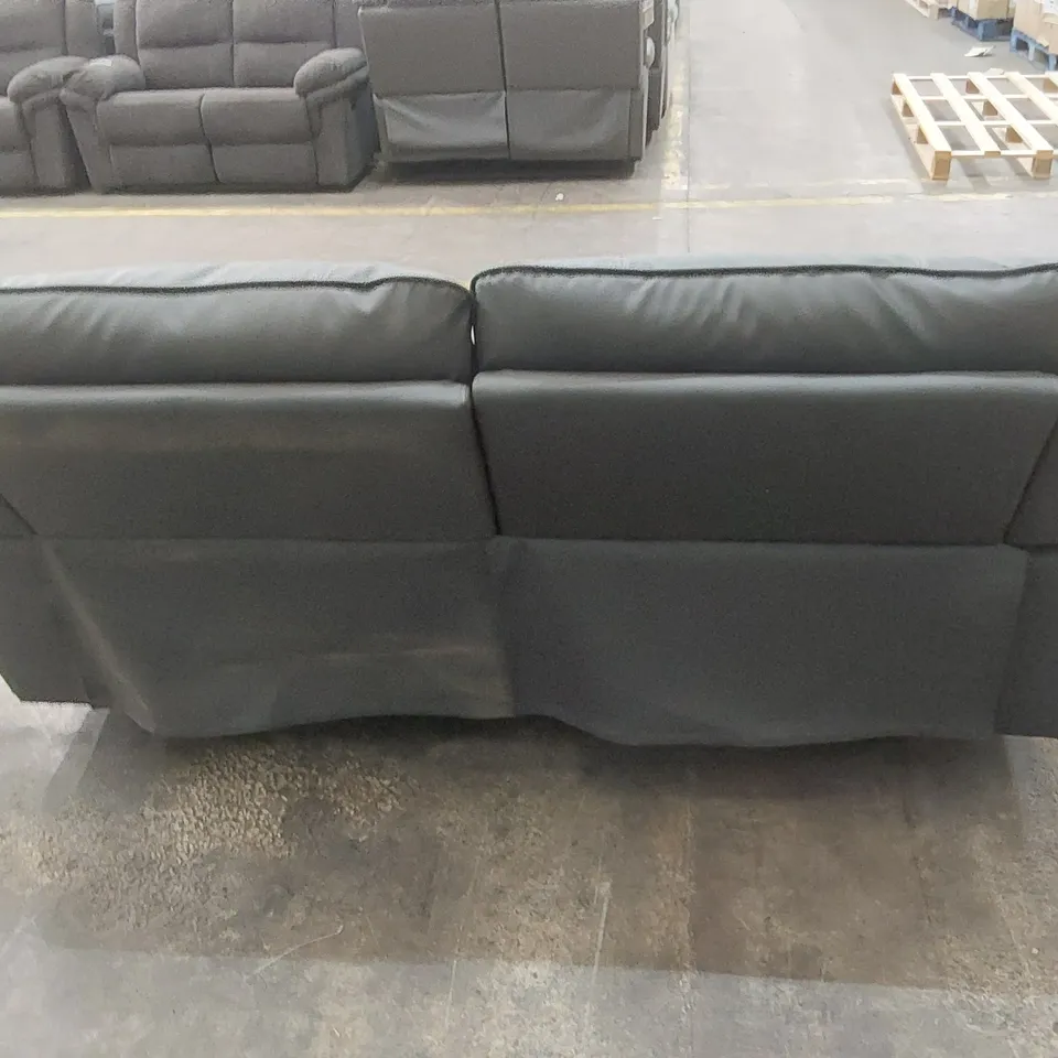 QUALITY DESIGNER 3 SEATER FAUX LEATHER MANUAL RECLINER SOFA - GREY