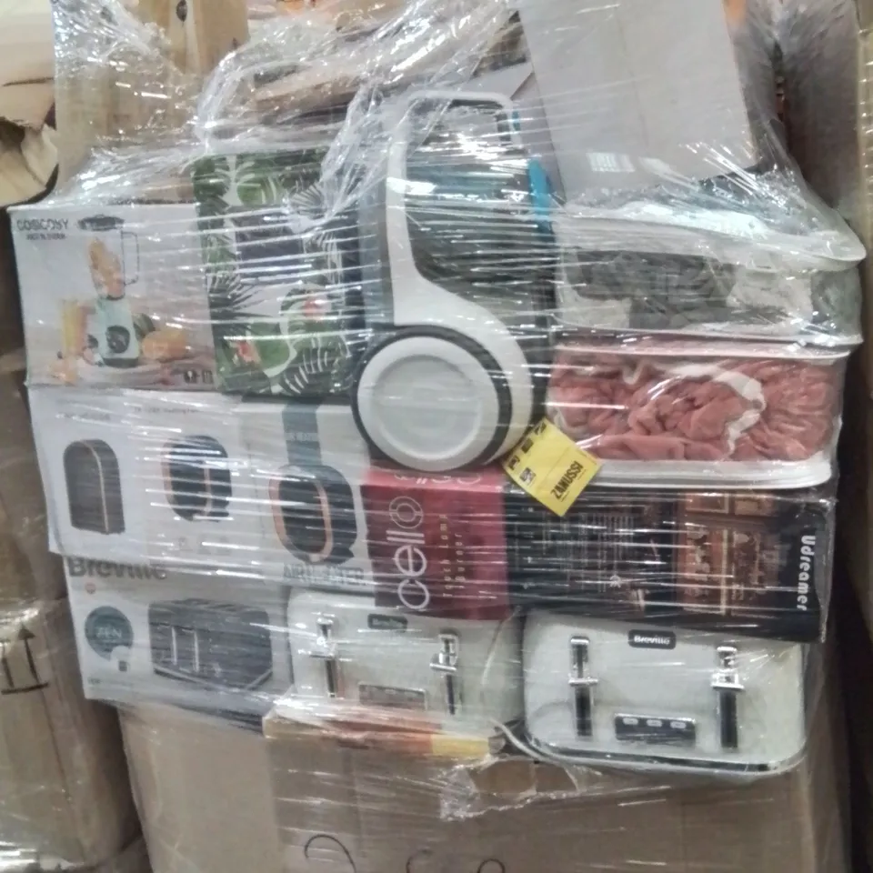 PALLET OF ASSORTED ELECTRICAL ITEMS TO INCLUDE;FAN HEATER,KETTLE,CLOCK