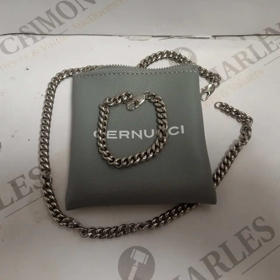 CERNUCCI SILVER EFFECT CHAIN NECKLACE WITH BRACELET SET