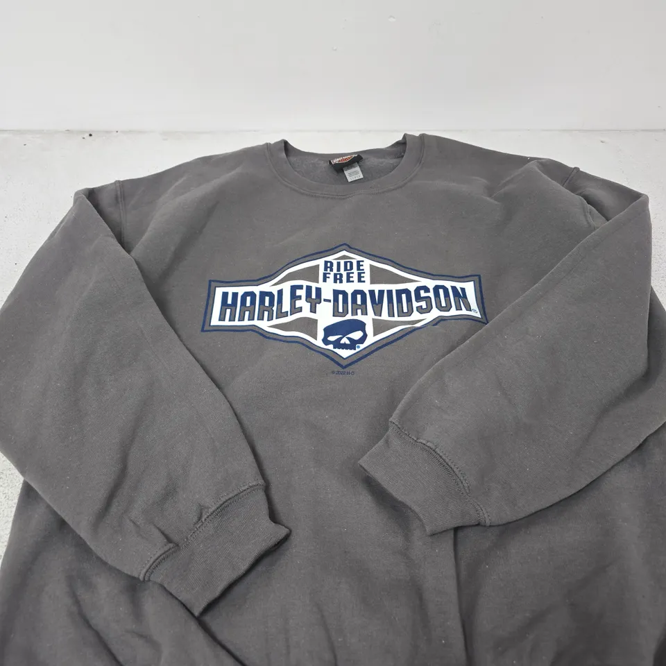 HARLEY-DAVIDSON SWEATSHIRT WITH CHEST LOGO – GREY, UK LARGE (L/G)