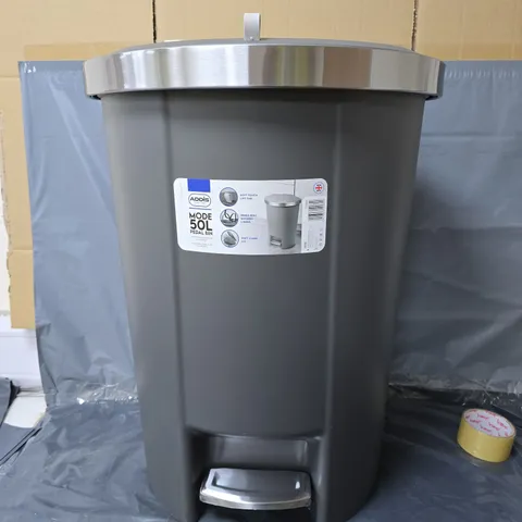 ADDIS MODE 50L CURVED PEDAL BIN - SILVER/GREY