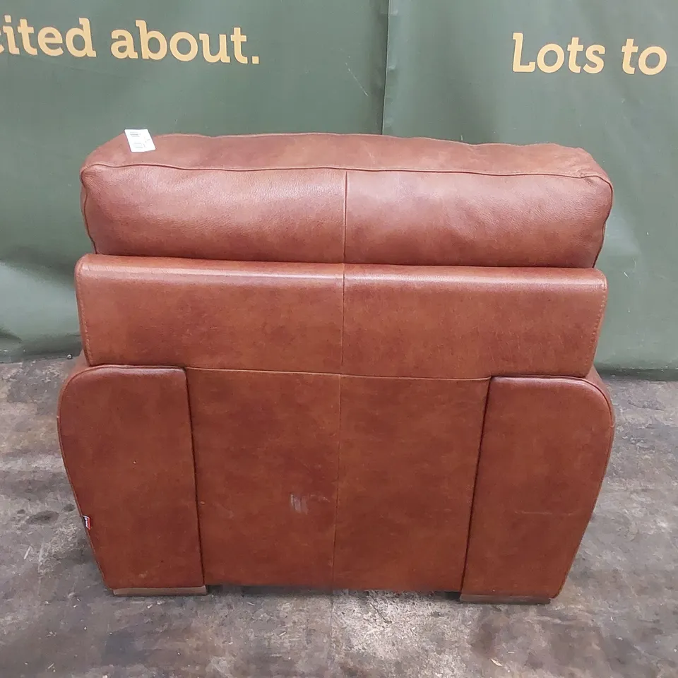 QUALITY DESIGNER BROWN FAUX LEATHER ARMCHAIR