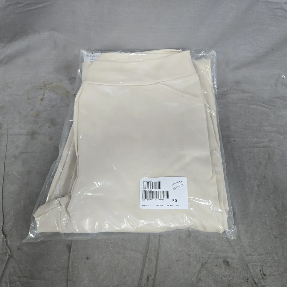 BAGGED KIM & CO STRETCH PONTE JERSEY SIGNATURE STRAIGHT LEG PETITE TROUSERS IN SAND SIZE LARGE