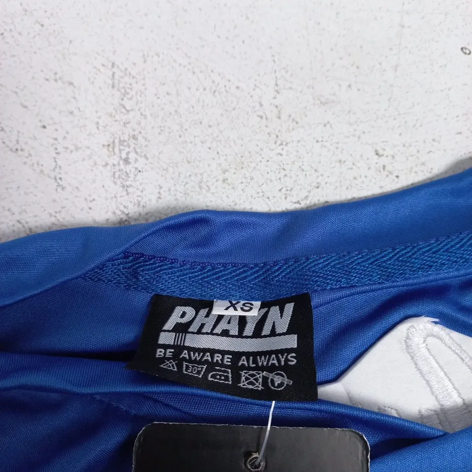 PHAYN BLUE SPORTS JERSEY WITH LARGE '14' BACK AND 'BE AWARE ALWAYS' SLOGAN – XS