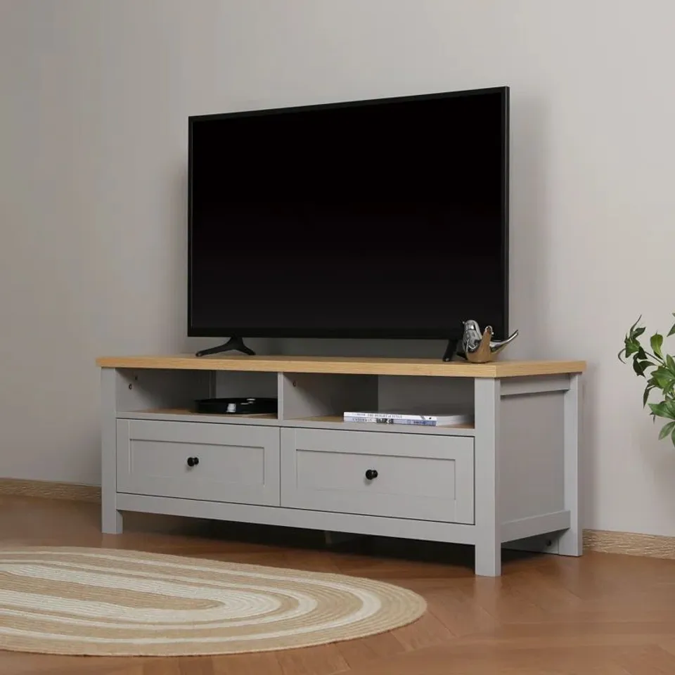 BOXED PALCO TV UNIT WITH WOODEN TOP GREY