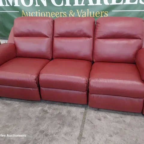 QUALITY ITALIAN DESIGNER AVILA POWER RECLINING THREE SEATER SOFA RED LEATHER 