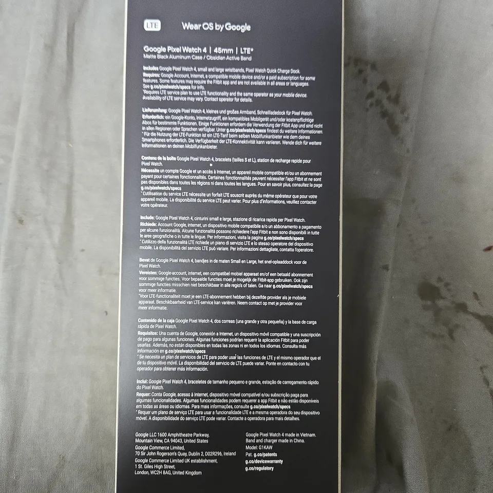GOOGLE PIXEL WATCH 4 - 45MM LTE, WEAR OS BY GOOGLE - BOXED