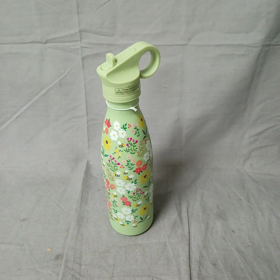 SHO BOTTLE ORIGINAL 2.0 – FLORAL MINT GREEN, DOUBLE‑WALLED STAINLESS STEEL BOTTLE