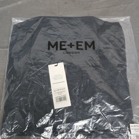 ME+EM LONDON MERINO STRETCH HALF ZIP HIGH NECK JUMPER - CHARCOAL, UK 12 