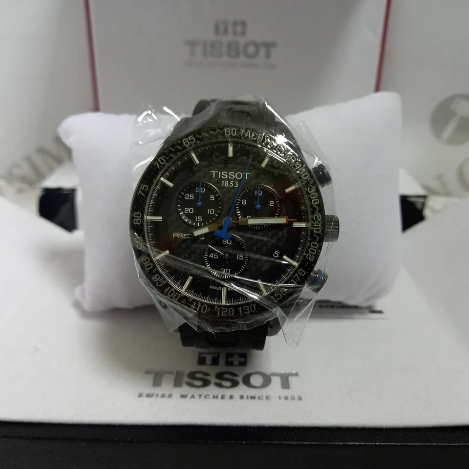 TISSOT TRIPLE DIAL WATCH WITH BLACK RUBBER STRAP