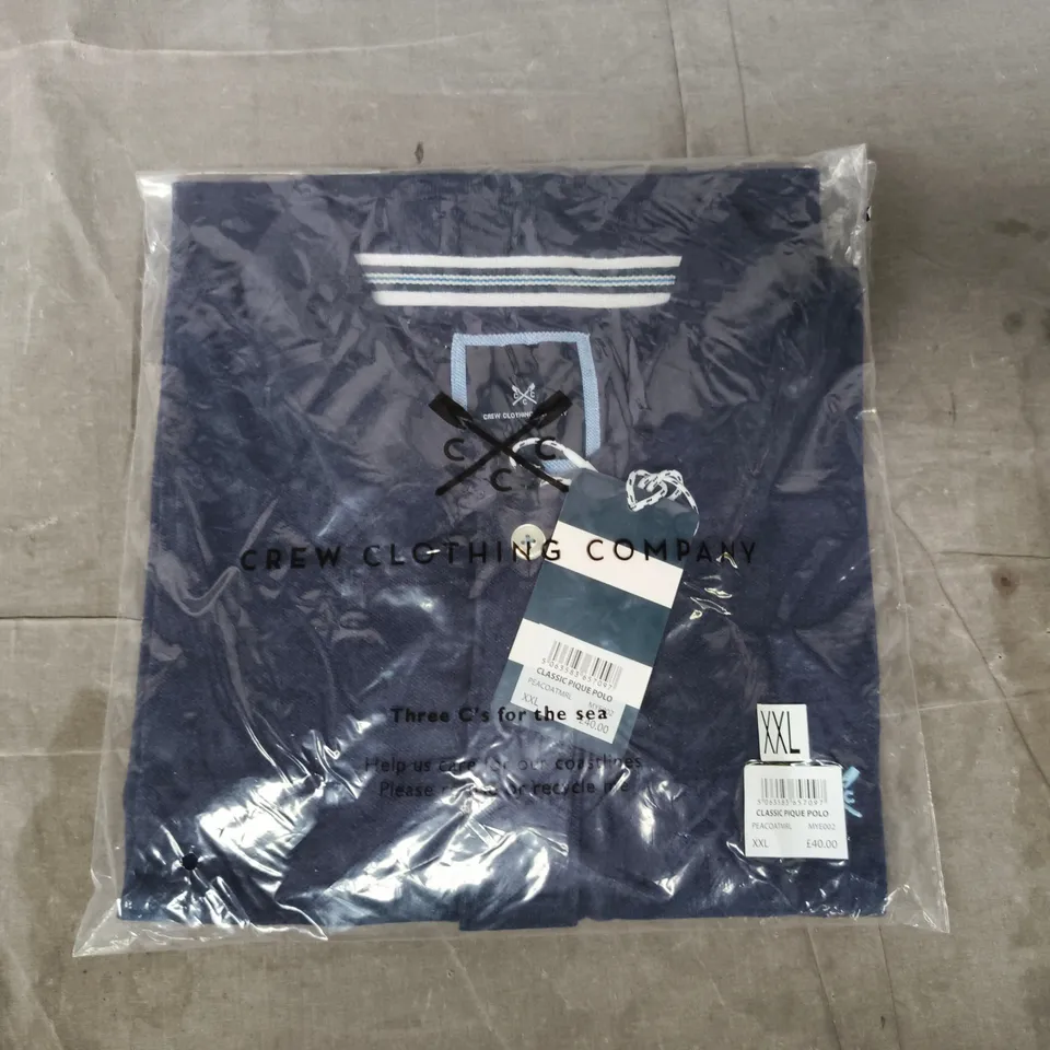 BAGGED CREW CLOTHING COMPANY CLASSIC PIQUE POLO IN NAVY SIZE XXL