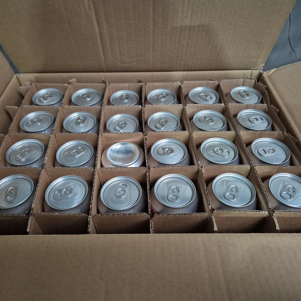 BOX OF APPROX 24 CANS OF HIP POP SODA - PINK GRAPEFUIT