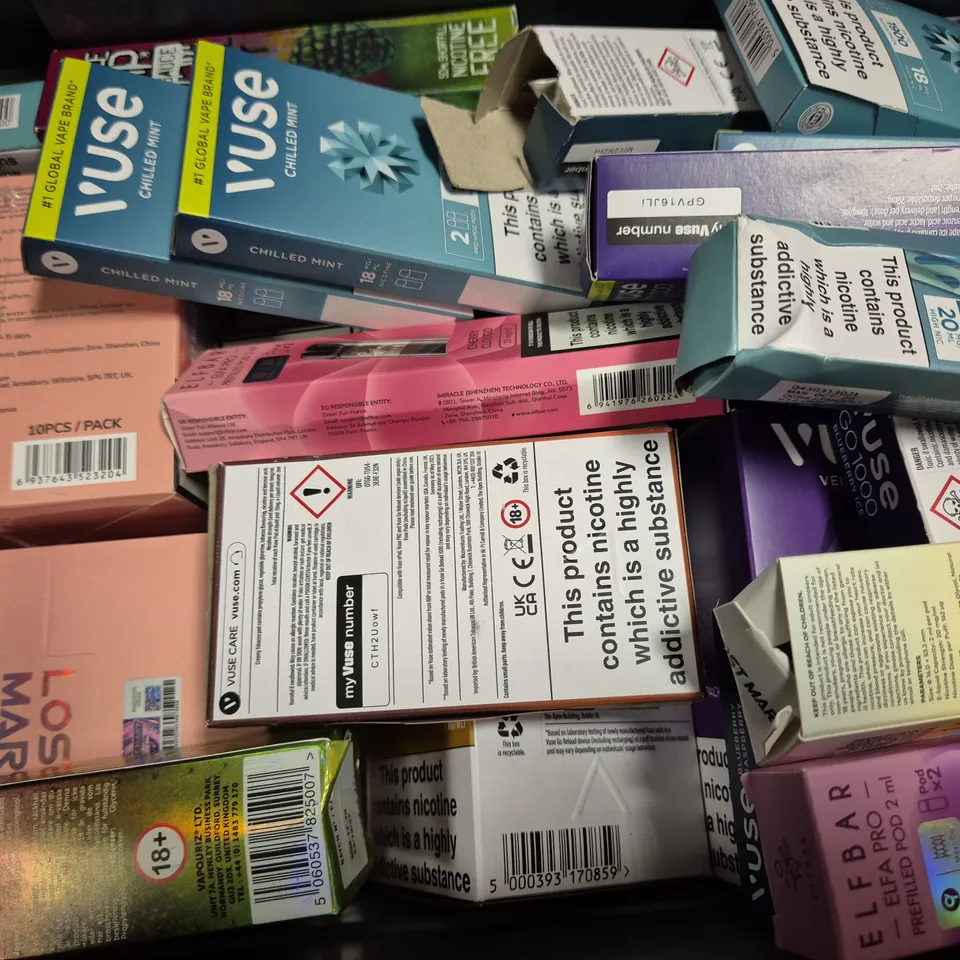 APPROXIMATELY 20 ASSORTED E-CIGARETTE PRODUCTS TO INCLUDE -PIXL 6000 , TBO BRAND , IVG 2400 ETC