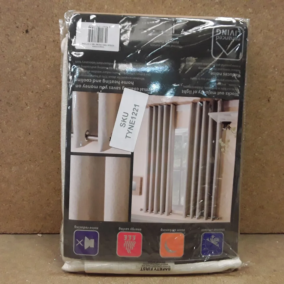 BRAND NEW ENHANCED LIVING BLACK OUT THERMAL CURTAINS -  168CM X 137CM (CREAM)