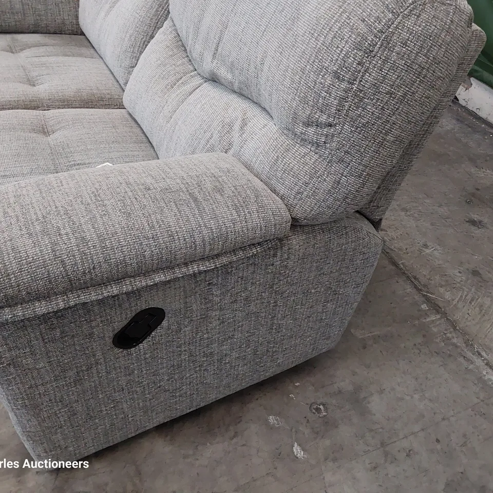 QUALITY BRITISH DESIGNER G PLAN STRATFORD MANUAL RECLINING TWO SEATER SOFA COPPICE ASH FABRIC 