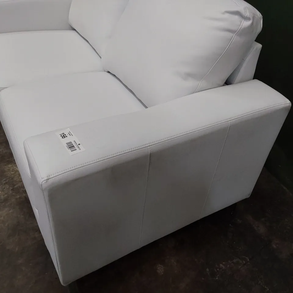 DESIGNER TWO SEATER SOFA WHITE LEATHER 