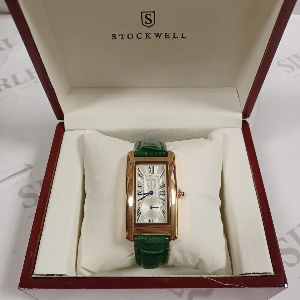 STOCKWELL DOUBLE DIAL GREEN LEATHER STRAP WRISTWATCH