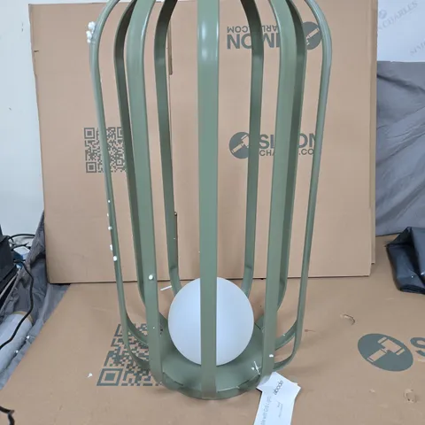 ABODE OUTDOOR TALL METAL PLANT STAND TABLE WITH ORB LIGHT