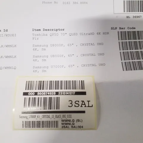 PALLET CONTAINING 5 DAMAGED TVS