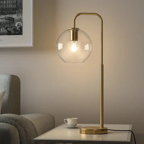 BOXED MONTANDON CONTEMPORARY ARC ARM METAL TABLE LAMP