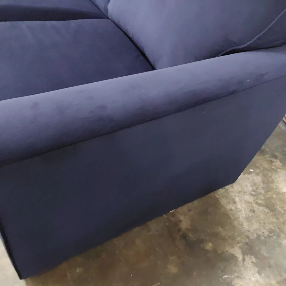 DESIGNER METAL ACTION SOFA BED PLUSH BLUE FABRIC 