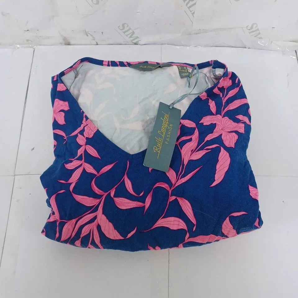 RUTH LANGSFORD DRESS IN BLUE/PINK FLOWER PRINT SIZE UK 12