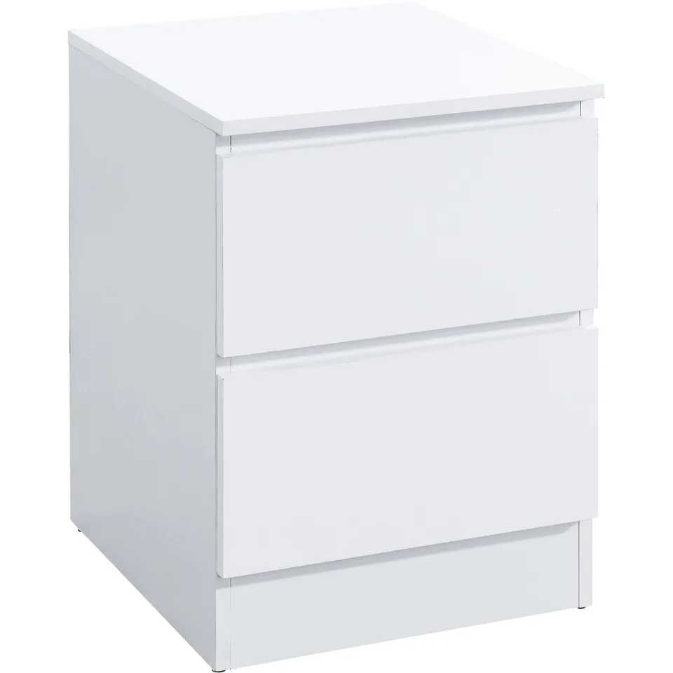 BOXED OSLO 2 DRAWER HIGH GLOSS BEDSIDE CHEST