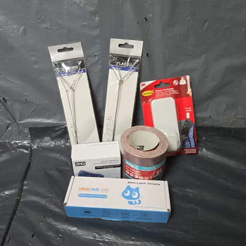 APPROXIMATELY 15 ASSORTED HOUSEHOLD ITEMS TO INCLUDE SANDPAPER ROLL, ANTI SNORING DEVICE, COMMAND X-LARGE HOOK, ETC