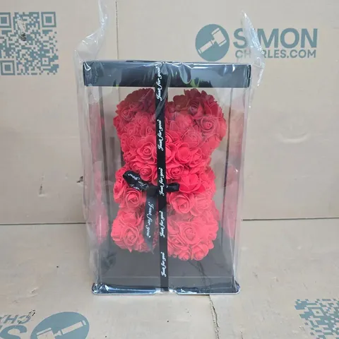 BOX OF 6 RED ROSE BEAR WITH RIBBON 25CM - COLLECTION ONLY