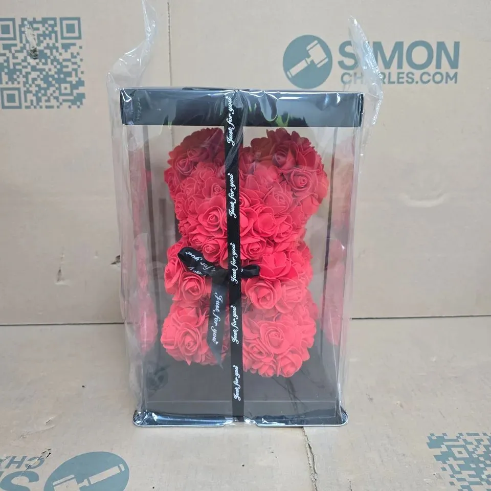 BOX OF 6 RED ROSE BEAR WITH RIBBON 25CM - COLLECTION ONLY