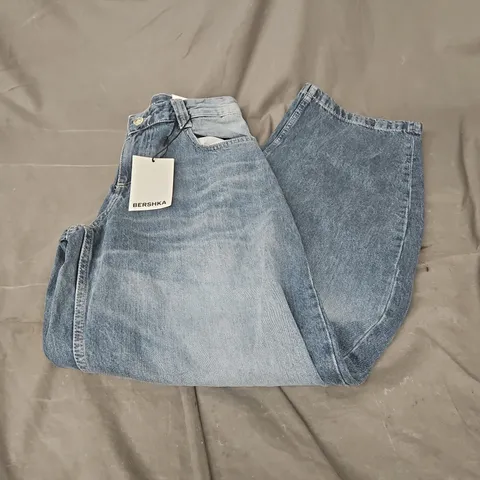 BERSHKA BAGGY BALLOON JEANS IN BLUE DENIM SIZE 8