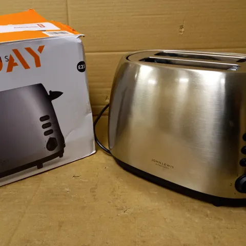 JOHN LEWIS ANYDAY 2 SLICE TOASTER STAINLESS STEEL FINISH 