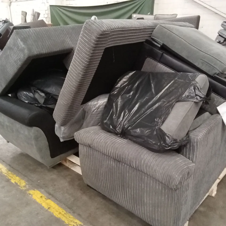 PALLET OF ASSORTED INCOMPLETE OR DAMAGED DESIGNER SOFAS AND SOFA PARTS