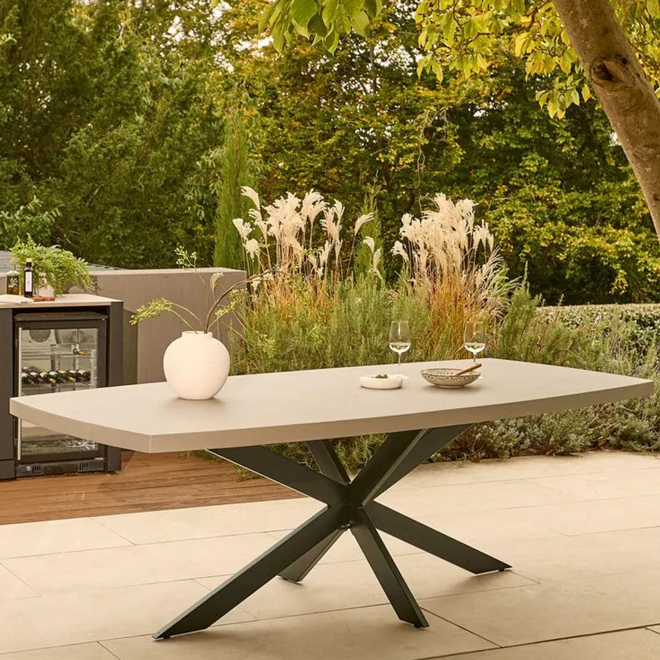 BOXED DANETTI DONATO DARK GREY GARDEN 10 SEATER DINING TABLE (2 BOXES)