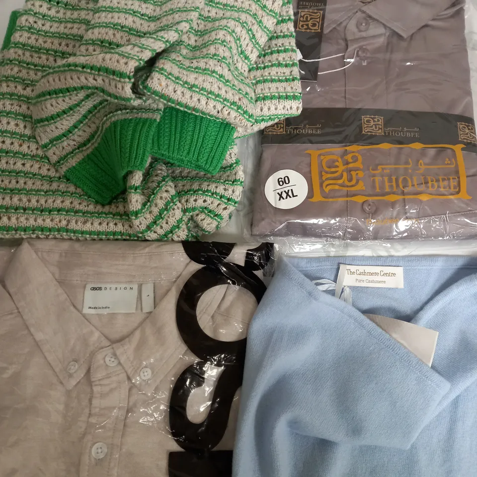 BOX OF APPROXIMATELY 25 ASSORTED CLOTHING ITEMS TO INCUDE -SHIRT , JUMPER , TOP ETC