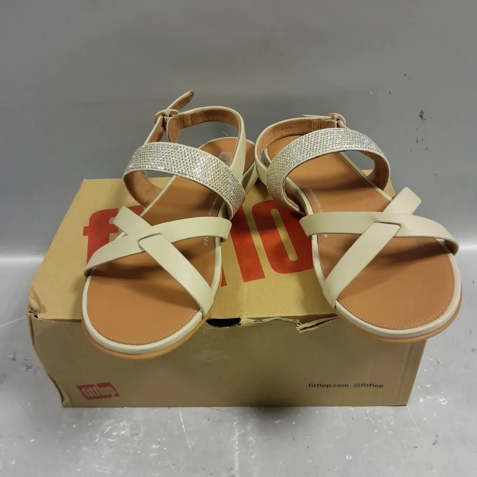 BOXED PAIR OF FITFLOP GRACIE CRYSTAL LEATHER STRAPPY SANDALS - 6