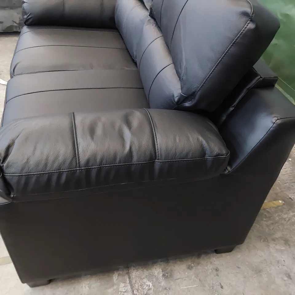 DESIGNER TWO SEATER SOFA BLACK LEATHER 