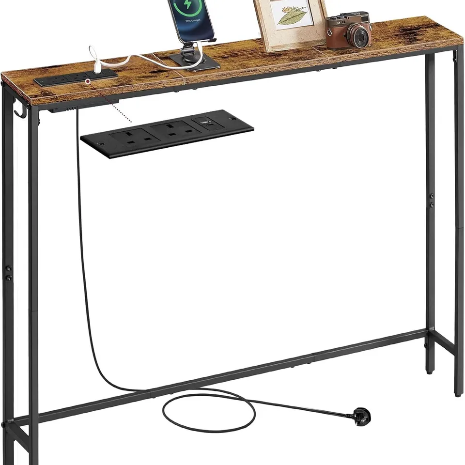 BOXED VASAGLE CONSOLE TABLE WITH CHARGING STATION