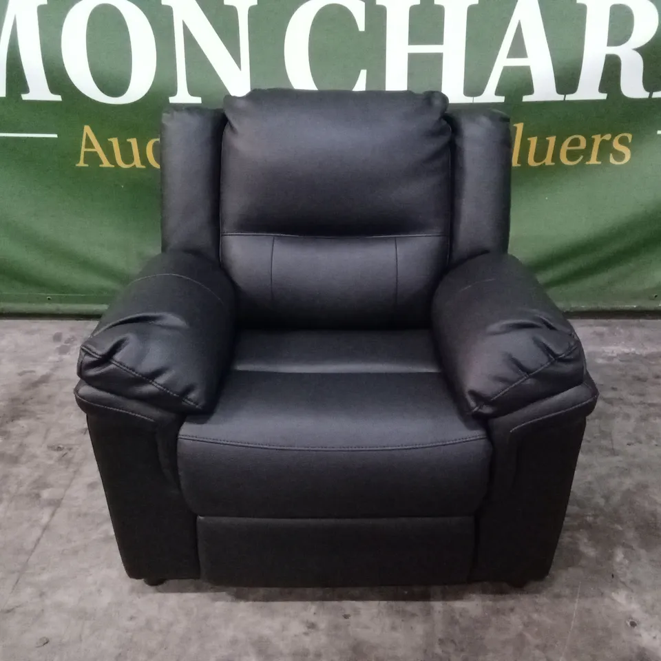 ALBION LUXURY FAUX LEATHER HIGH BACK ARMCHAIR - BLACK RRP £449