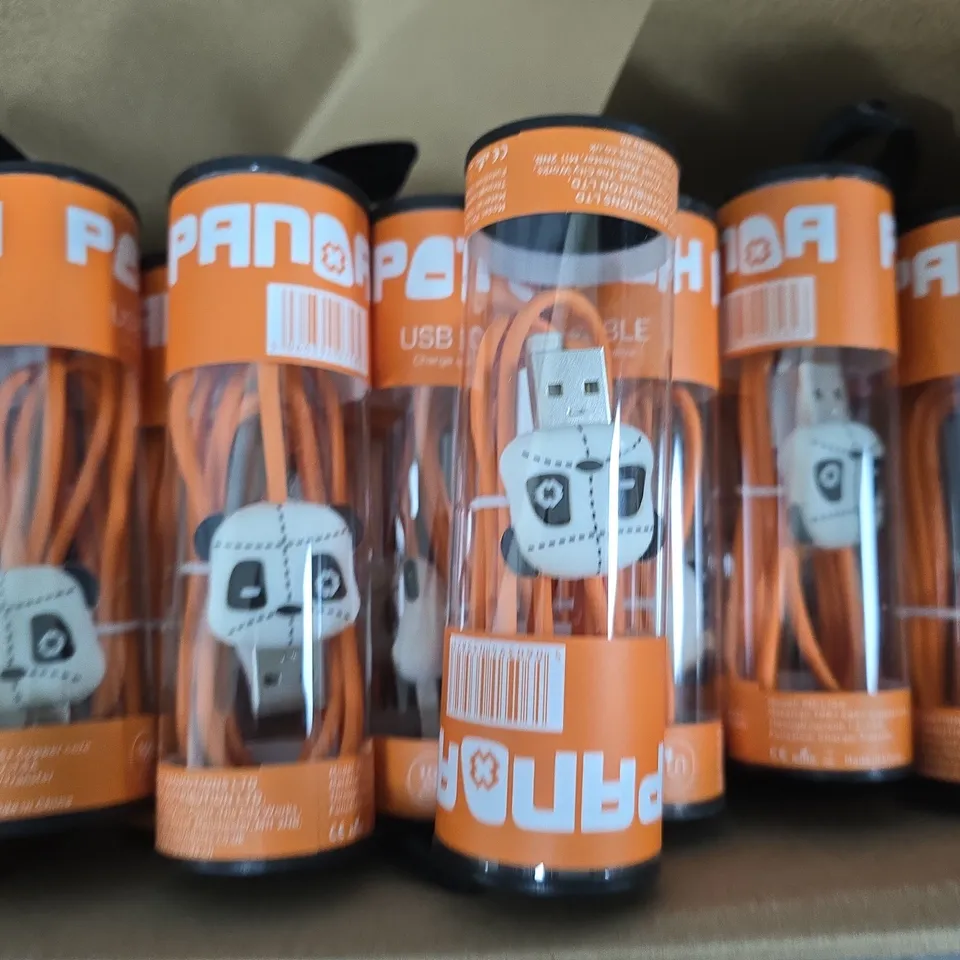 APPROXIMATELY 20 ASSORTED PATCH USB LIGHTNING CONNECTORS CABLES IN ORANGES