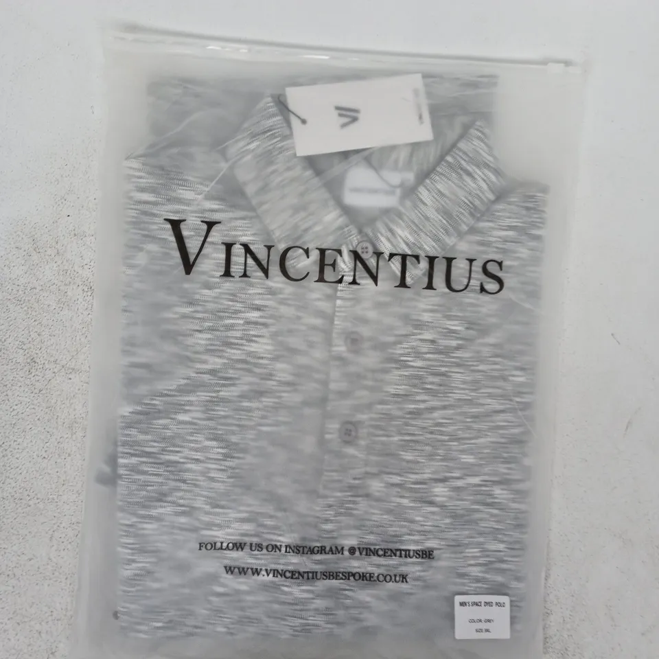 BAGGED VINCENTIUS MEN'S SPACE DYED POLO TOP IN GREY SIZE 3XL