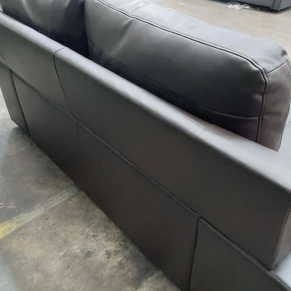 DESIGNER TWO SEATER SOFA BROWN LEATHER